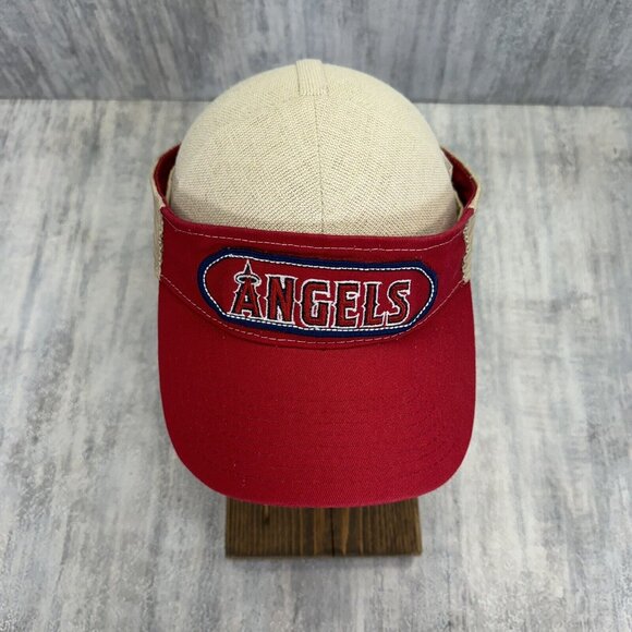 NEW Los Angeles Angels Visor Hat Cap Mens Red Baseball MLB Snap Back Box Logo - Picture 3 of 9